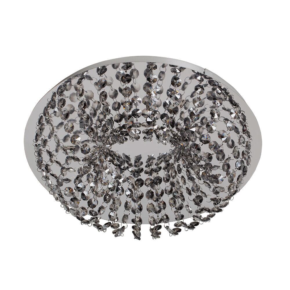 Plafon de Cristal Bronzearte 8 Lâmpadas Redondo Stadium G9 Fumê