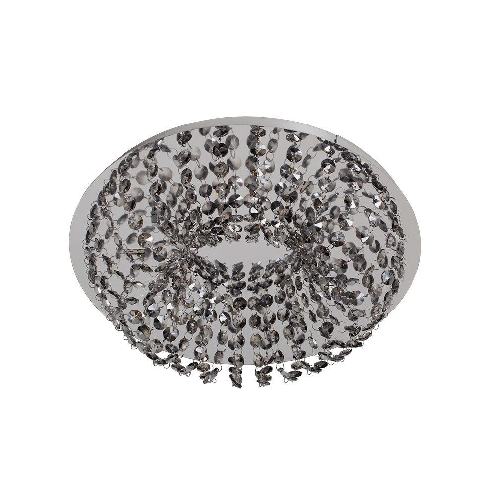 Plafon de Cristal Bronzearte 6 Lâmpadas Redondo Stadium G9 Fumê