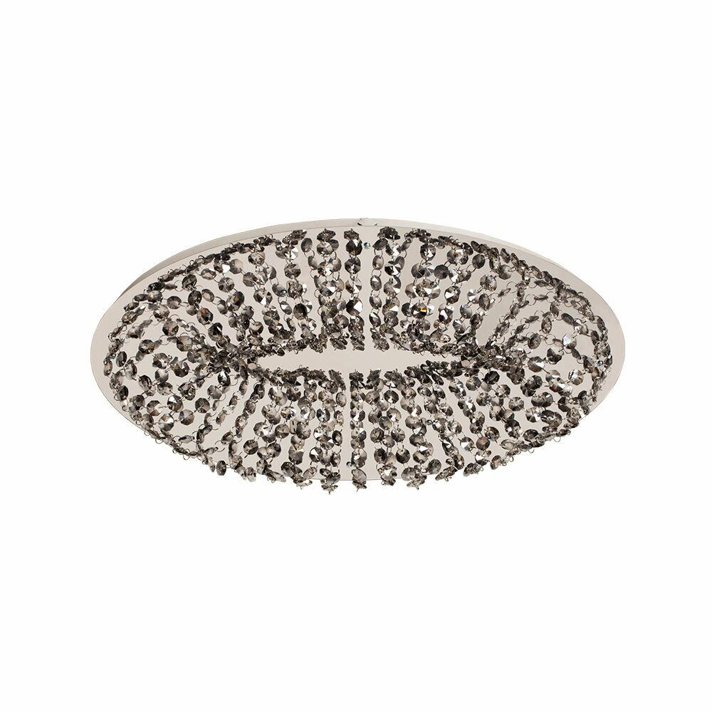 Plafon de Cristal Bronzearte 6 Lâmpadas Oval Stadium G9 Fumê