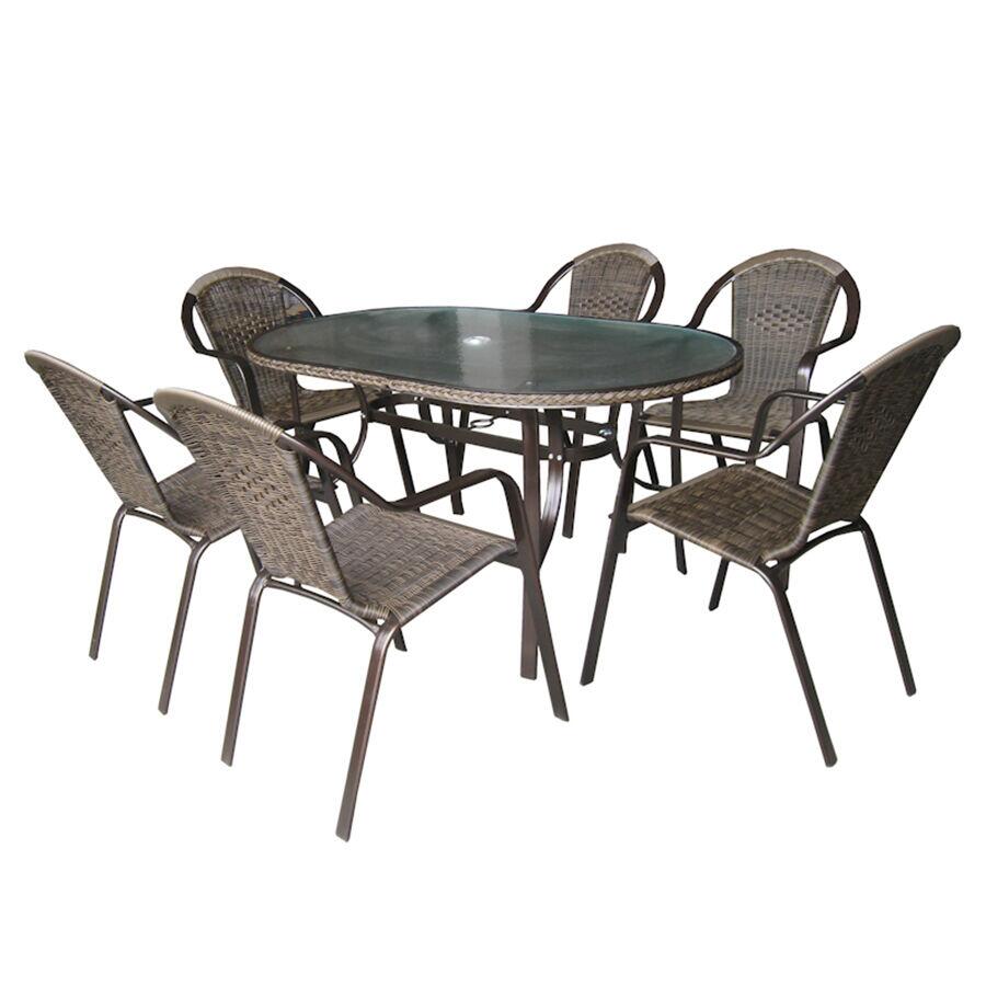 Conjunto para Jardim Mor Kalahari 1 Mesa e 6 Poltronas Marrom