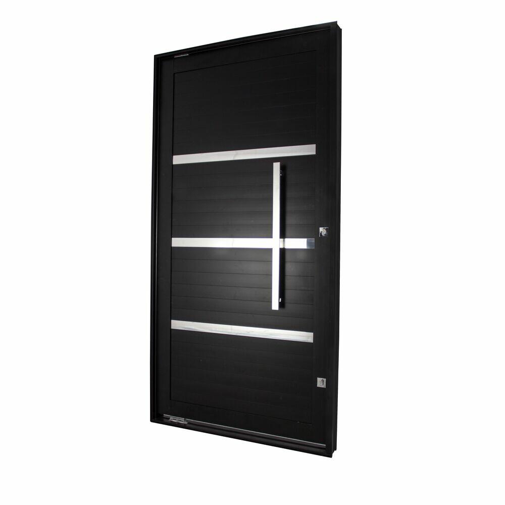Porta Pivotante de Alumínio CRV 2,28x1,15m Black Nobre R105 Direita Preta