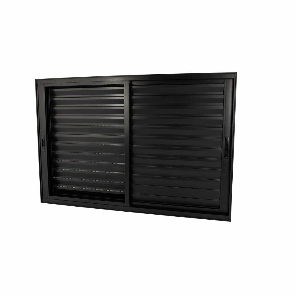 Janela Veneziana de Correr Alumínio CRV 100x150cm 3 Folhas Black Nobre Preta