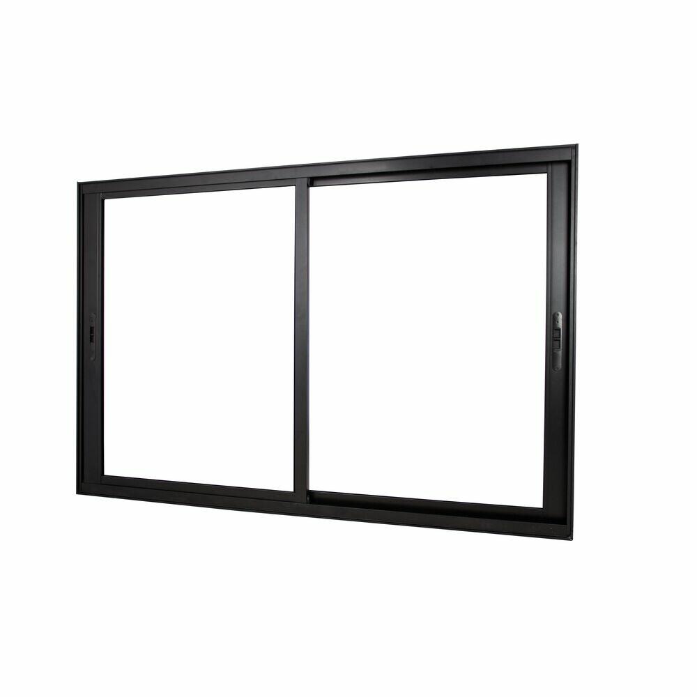 Janela de Correr Alumínio CRV Black Nobre 100x120cm 2 Folhas Preta