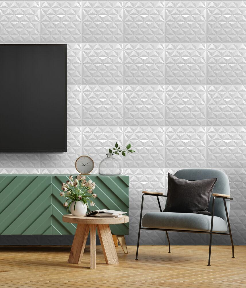 Placa Decorativa Pirâmide 40x40 3D Branco 10 Peças Kasabelle