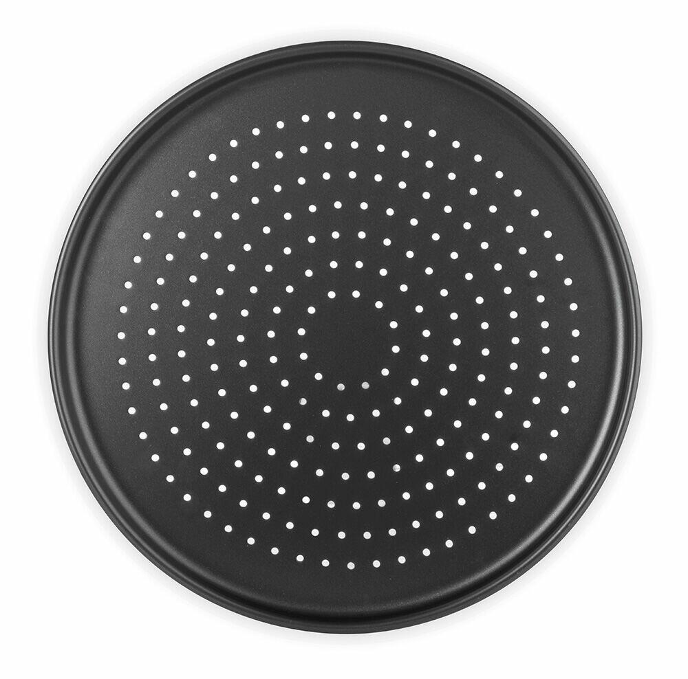 Forma Antiaderente Furada para Pizza Multiflon 35cm Preta