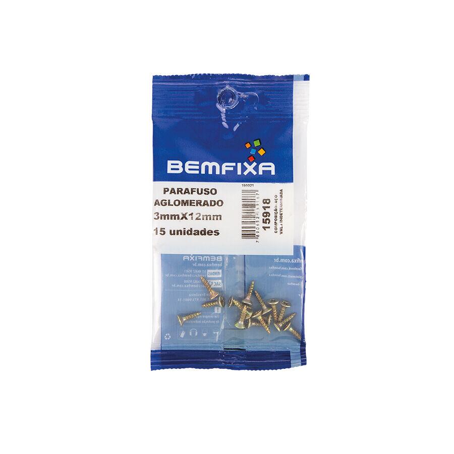 Parafuso Fixação Aglomerado15 Peças Ferro Biocromático 3,0x12mm Bemfixa