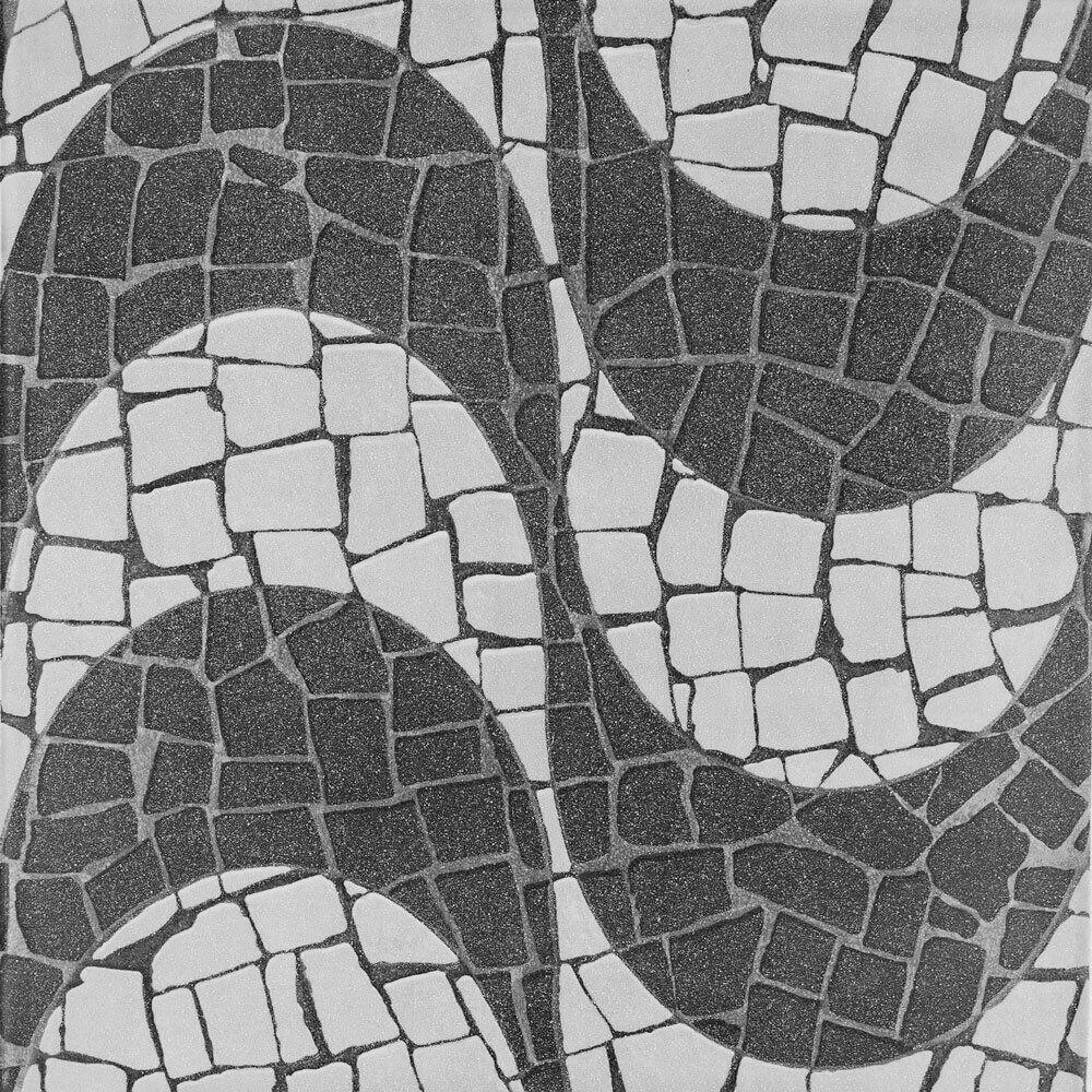 Piso Cerâmico Ilhabella Troia 57x57 Bold Esmaltado Branco/Preto Classe 
