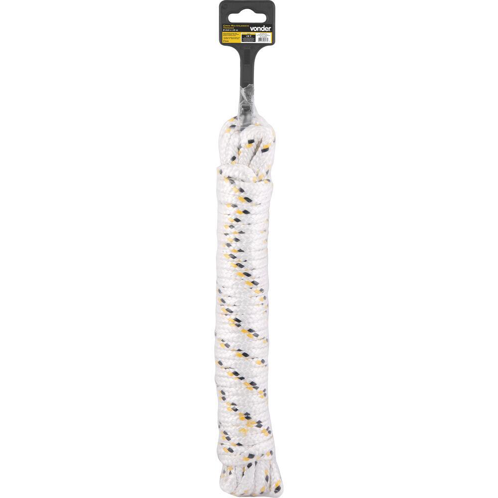 Corda Trançada Multifilamento 8mm 15m Branco/Amarelo Vonder