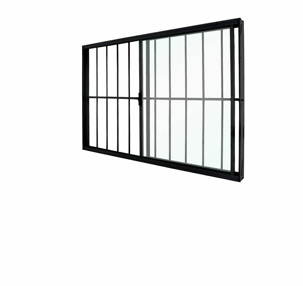 Janela de Correr Alumínio CRV 100x150cm Black VL 2 Folhas com Grade Preta
