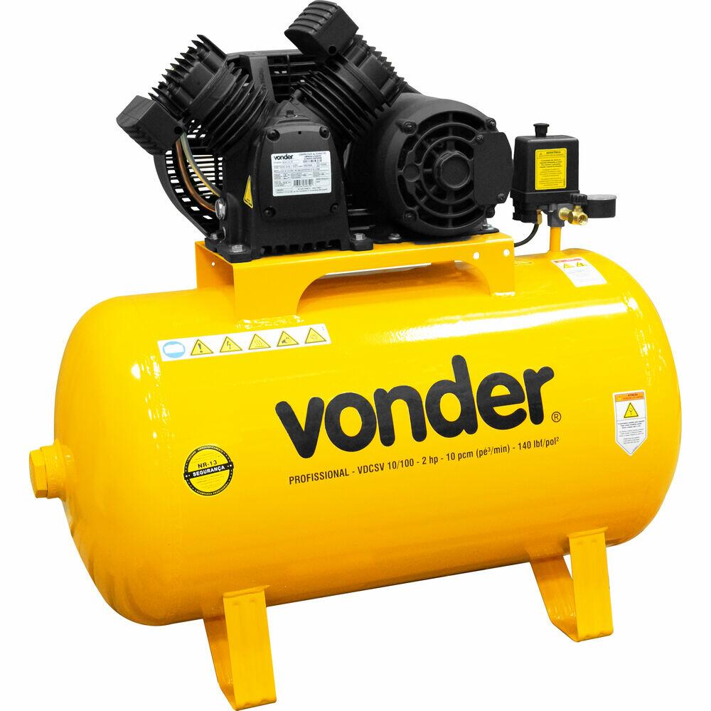 Compressor de Ar c/ Reservat 2HP 10/100 Monofásico Amarelo Vonder