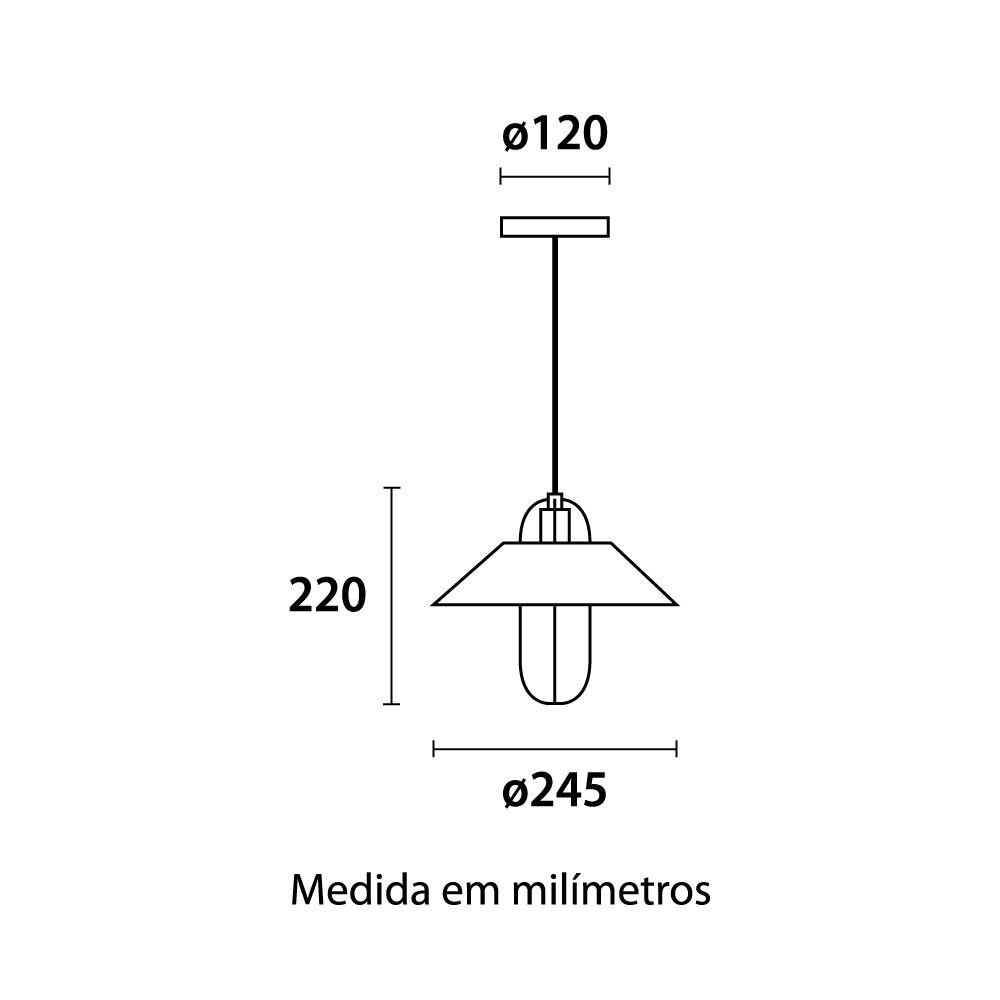 Pendente Blumenau Iluminação 1 Lâmpada Brooklyn E27 Aço/Preto