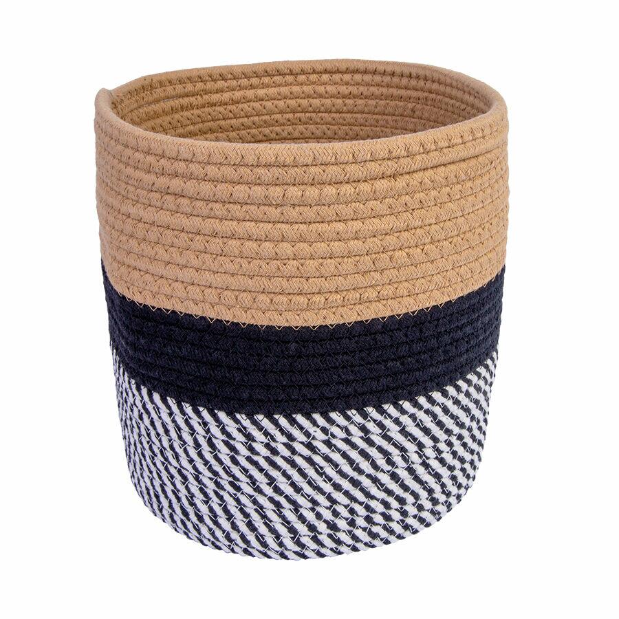 Cesta Decorativa 25cm Marrom e Preto Diagonal