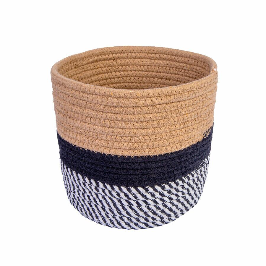 Cesta Decorativa 20cm Marrom e Preto Diagonal