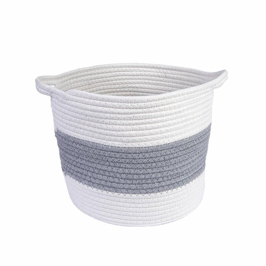 Cesta Decorativa 30cm Branco e Cinza Diagonal
