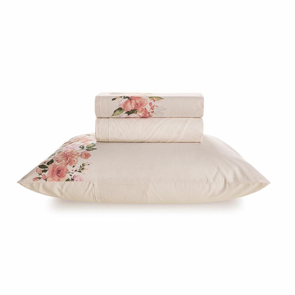 Jogo de Cama Solteiro Karsten 1,80x2,40m Laurina Rosa