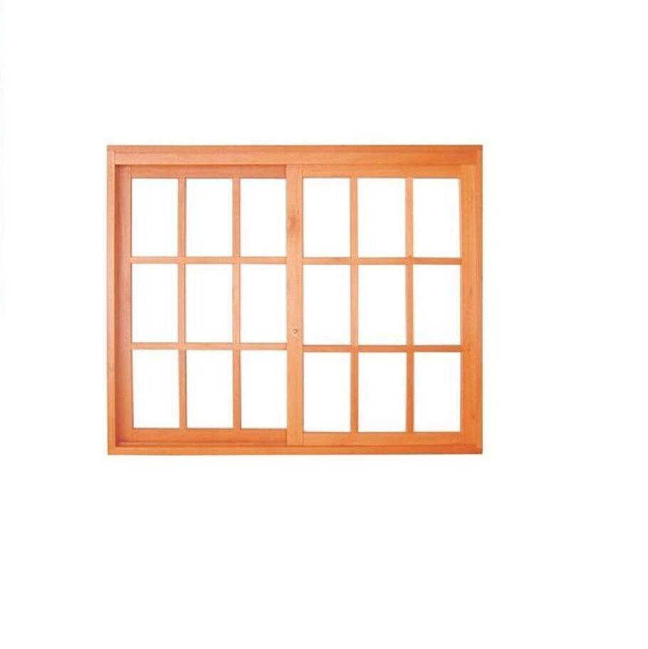 Janela de Correr Madecen 1,40x1,120m 2 Folhas p/Vidro Eucalipto