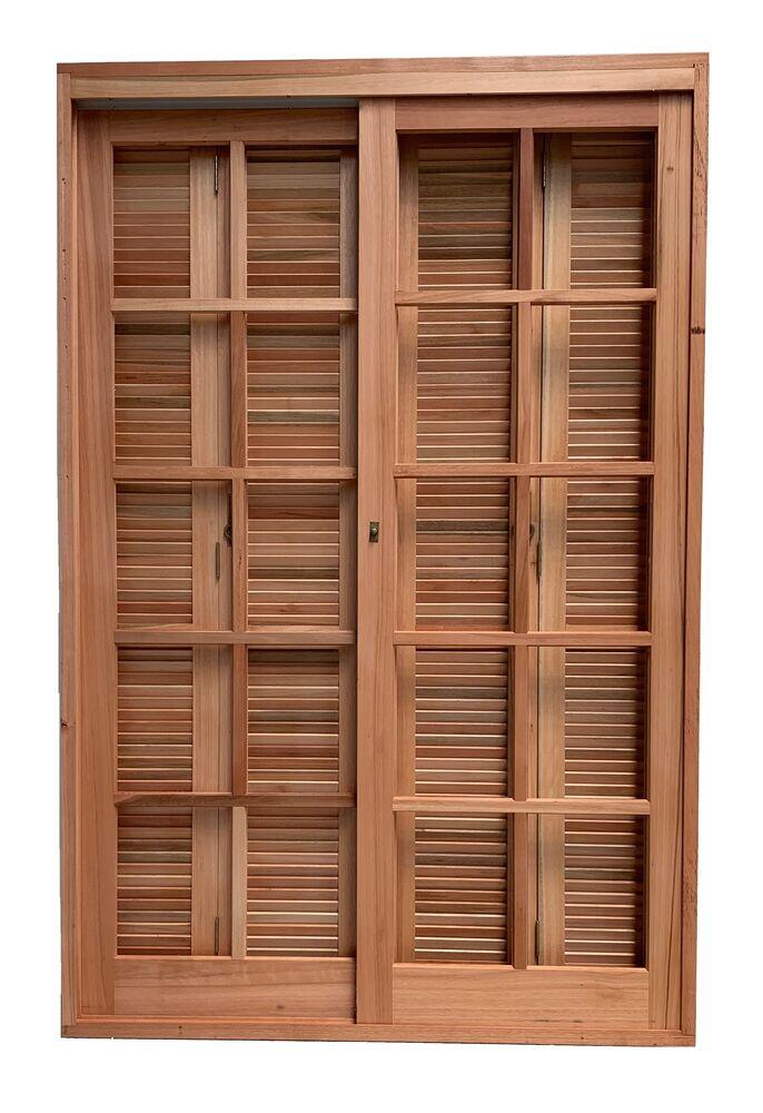 Porta de Correr Madecen 2,13x2m 4 Folhas p/Vidro Eucalipto