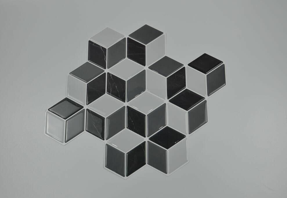 Pastilha Adesiva Cube Grey 3D 30x30 Málaga