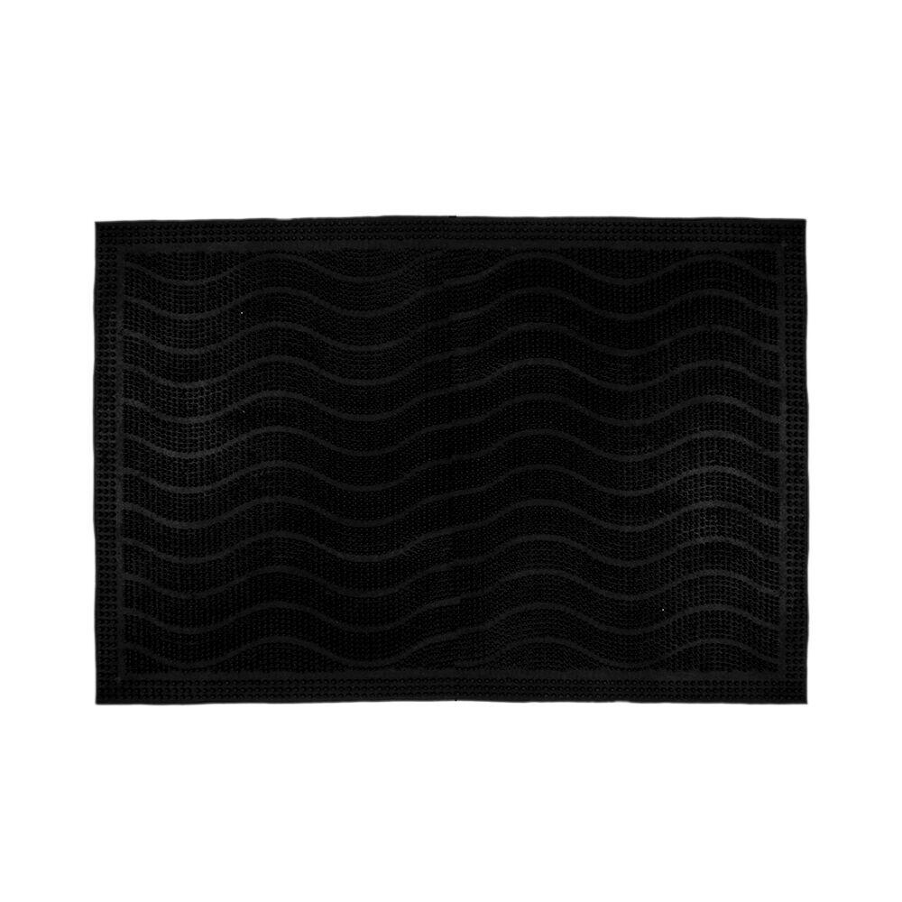 Capacho Ondulado de Borracha 40x60cm Preto Diagonal