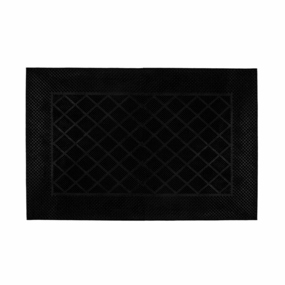 Capacho Geométrico de Borracha 40x60cm Preto Diagonal