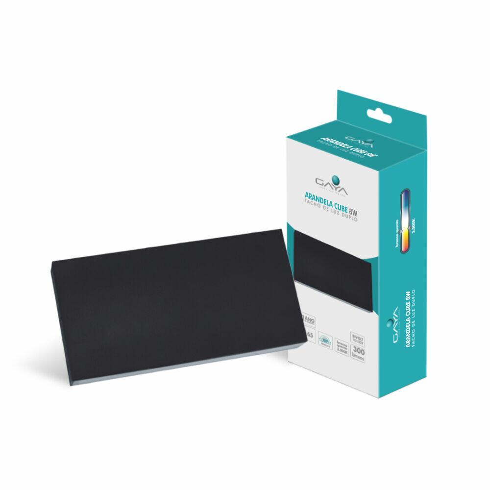 Arandela Externa LED 8W 3000K Cube Slim Luz Amarela Gaya