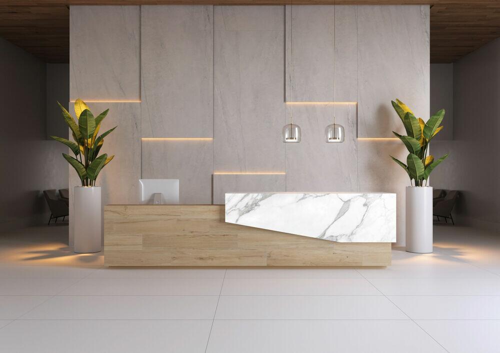 Porcelanato Polido Unique Branco Retificado Marmorizado 120x240 Eliane