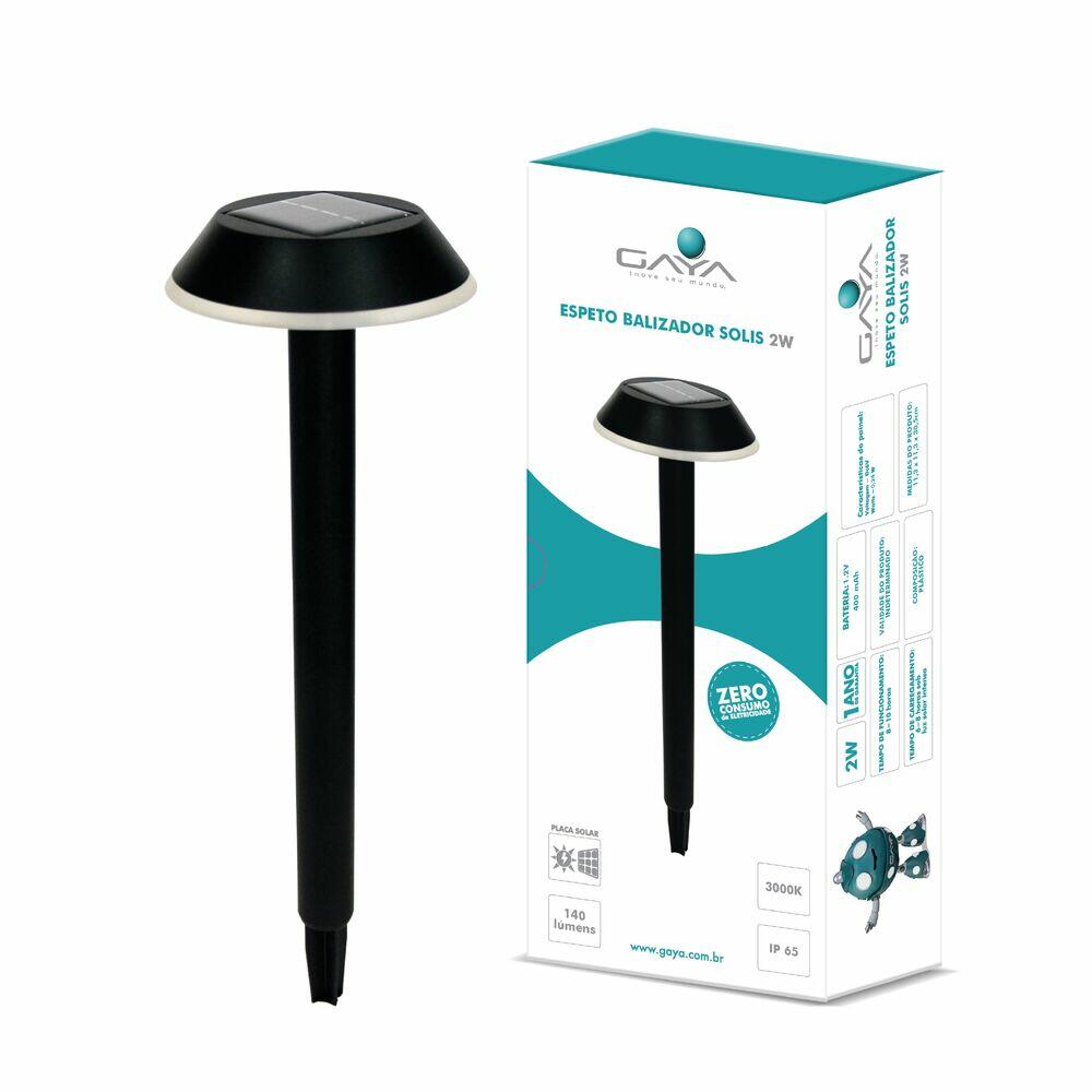 Espeto Jardim Solar Gaya Solis 2W Preto 2 Unidades