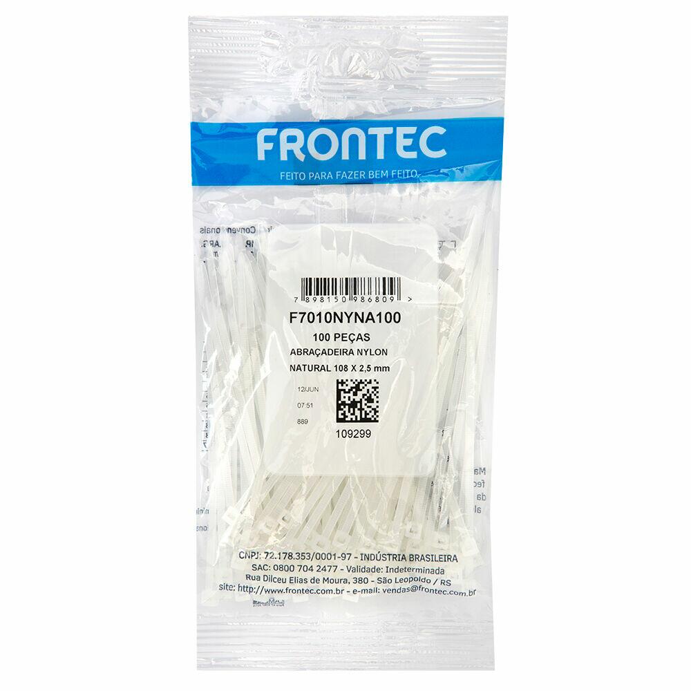 Abraçadeira Nylon 2,5x100mm Natural 100 Peças Frontec