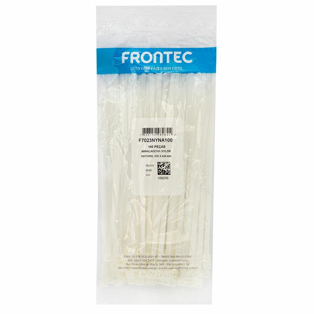 Abraçadeira Nylon 4,8x200mm Natural 100 Peças Frontec