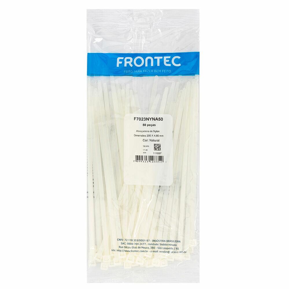 Abraçadeira Nylon 4,8x200mm Natural 50 Peças Frontec