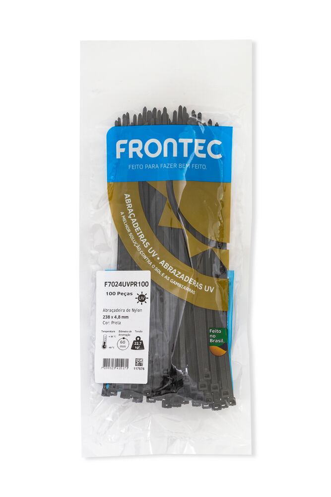 Abraçadeira Nylon 100 Peças 4,8x238mm Preto Frontec