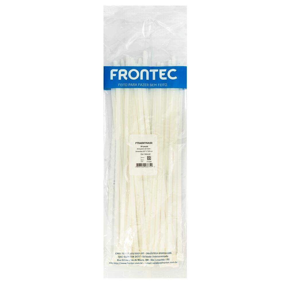 Abraçadeira Nylon  7,6x387mm Natural 50 Peças Frontec