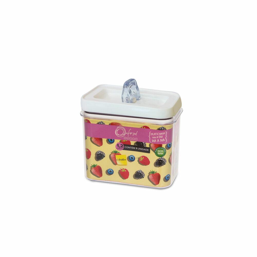 Pote Hermético Oxford 1,2L Retangular Acrílico