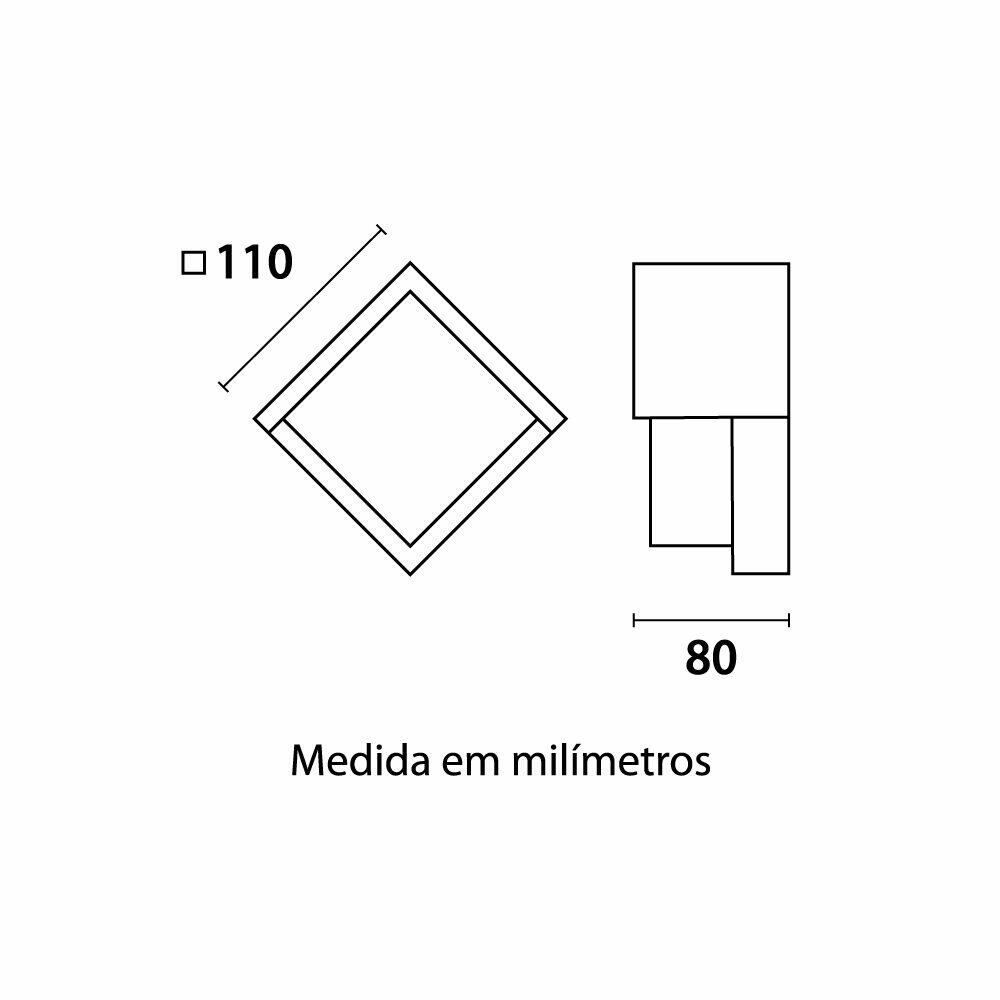 Arandela Hanover LED Quadrado 6w 3.000k Luz Branco Quente Blumenau Iluminação