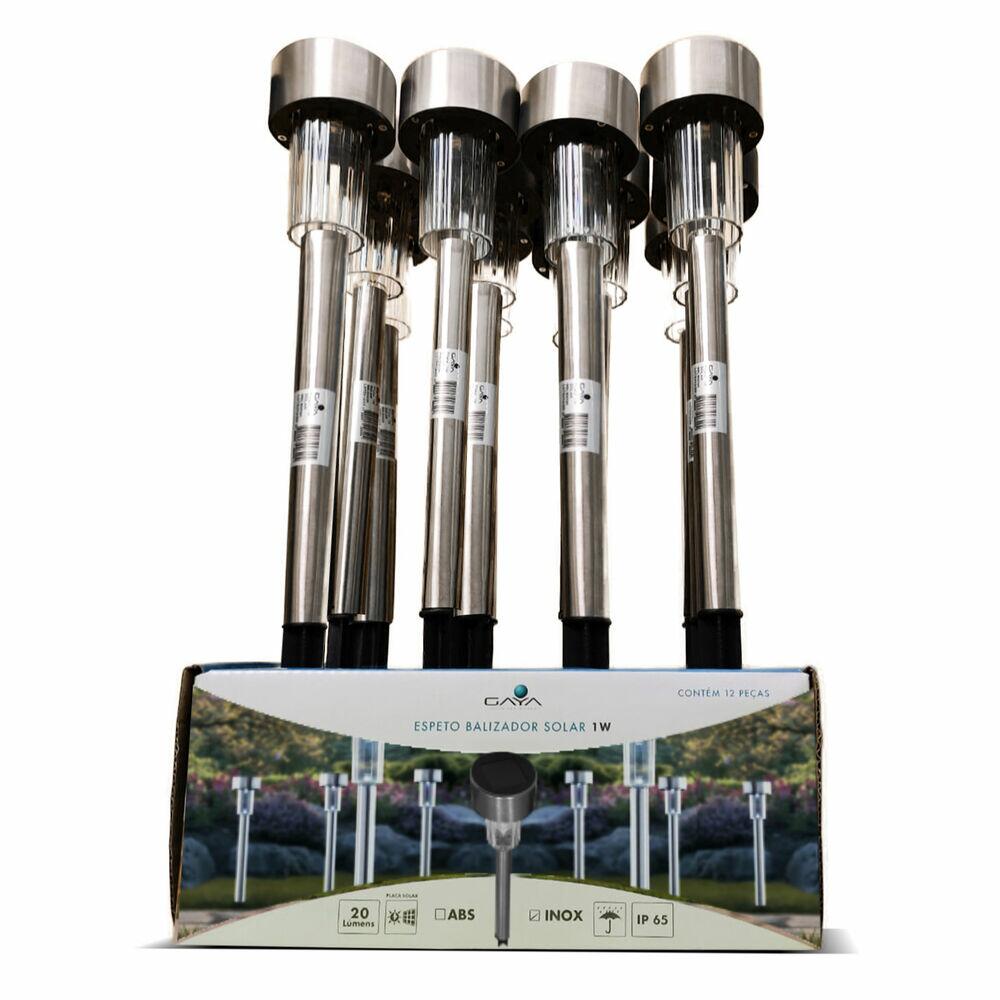 Espeto Balizador Solar LED 1W 6500K Inox Gaya
