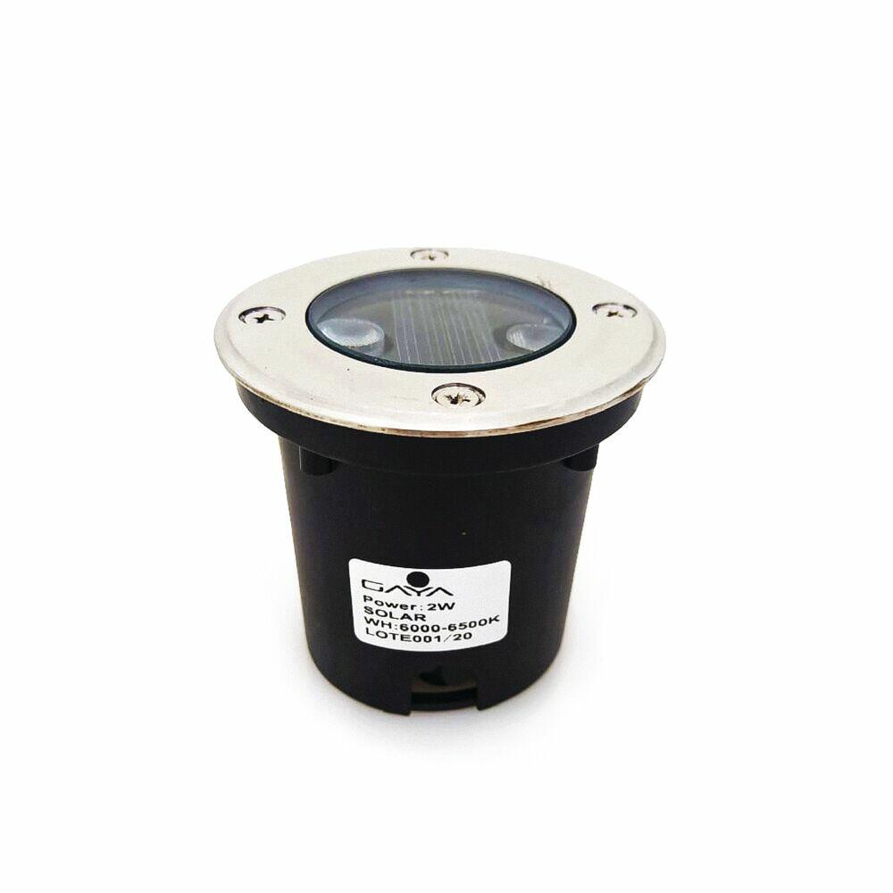 Balizador de Embutir Solar 2W 6500K Inox Luz Branca Gaya