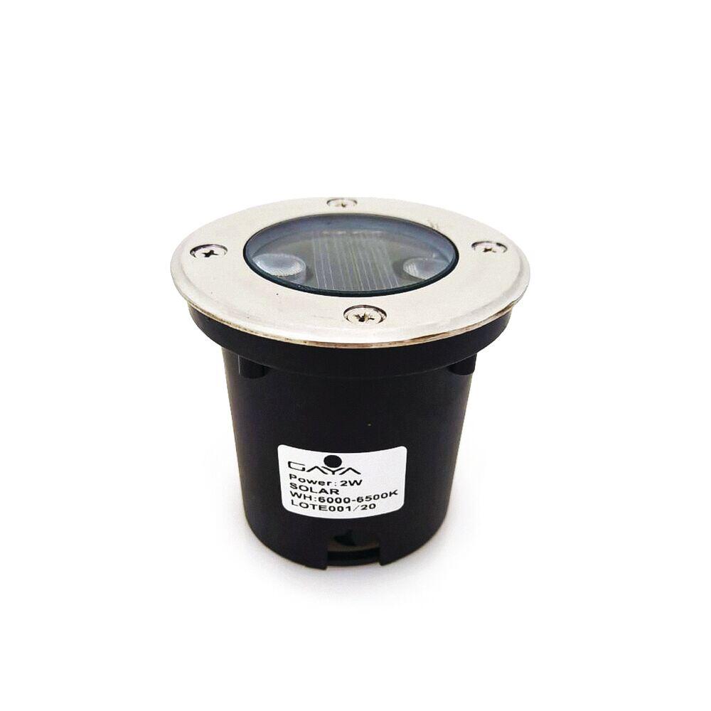 Balizador de Embutir Solar 2W 3000K Inox Luz Amarela Gaya