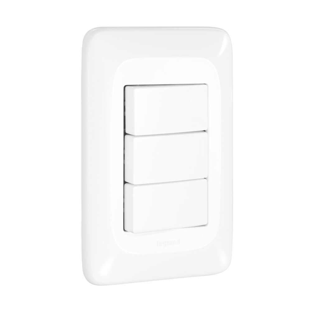 Conjunto Interruptor 3 Seções Pop Branco Pial