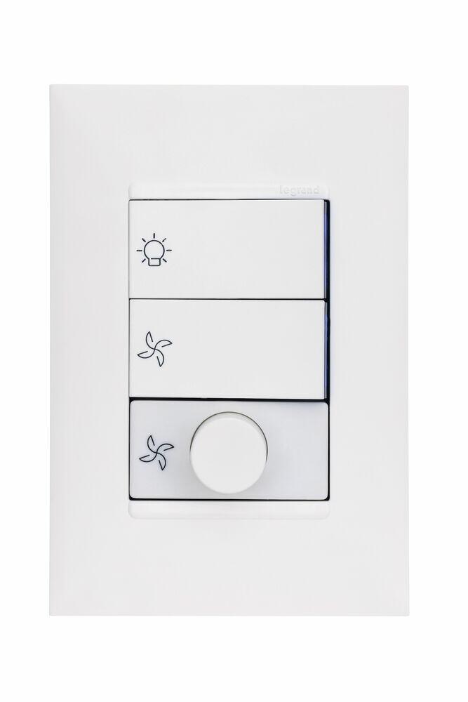 Conjunto Interruptor c/Controle Ventilador Plus+ Branco Pial