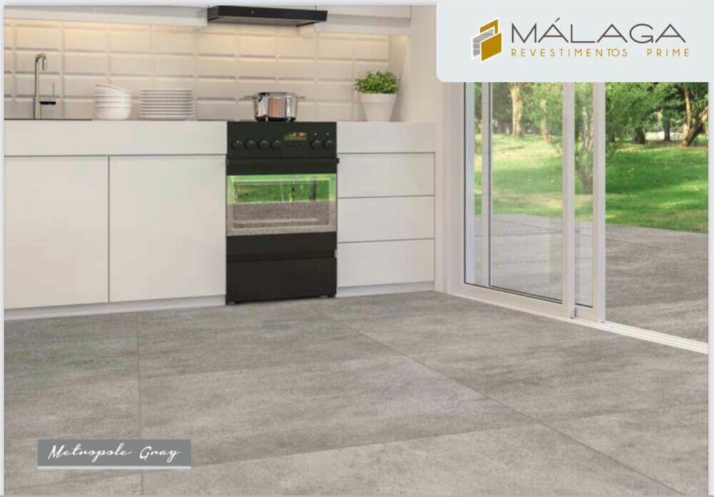 Piso Cerâmico Metrópole Gray Retificado Acetinado 91x91 Málaga