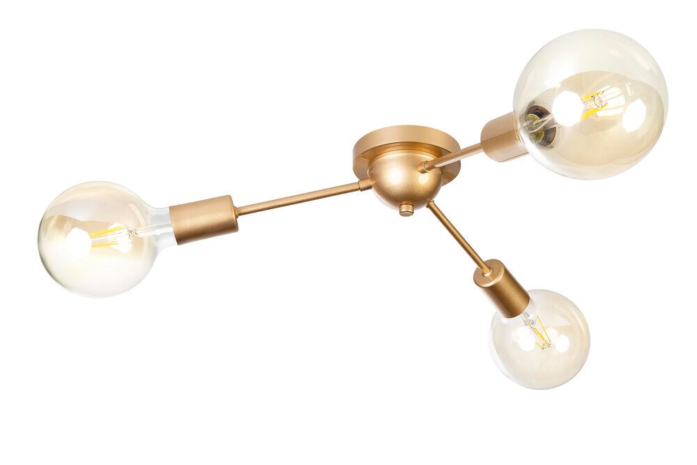 Pendente 3 Lâmpadas Sputnik E27 Dourado Bronzearte