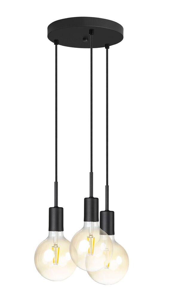Pendente 3 Lâmpadas E27 Preto Bronzearte
