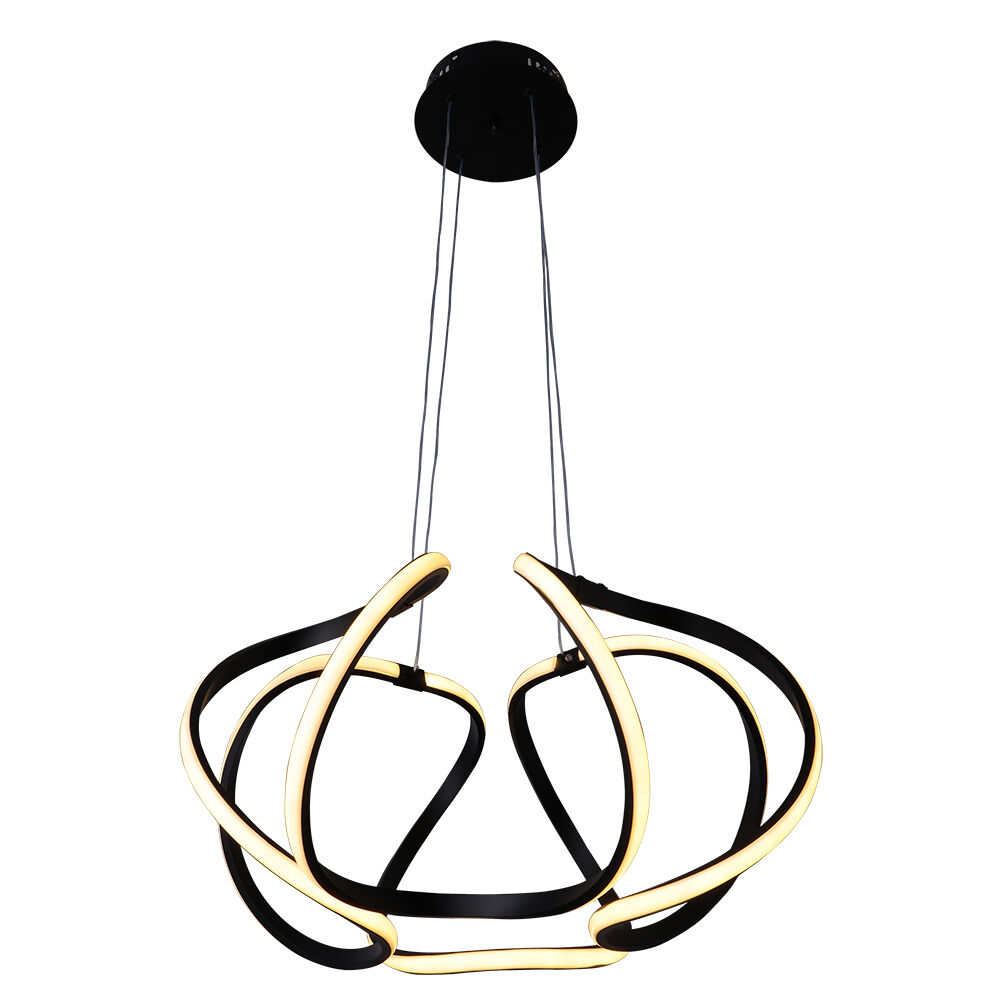Pendente Led Space Contour 3000K 50W Preto Luz Amarela Bronzearte