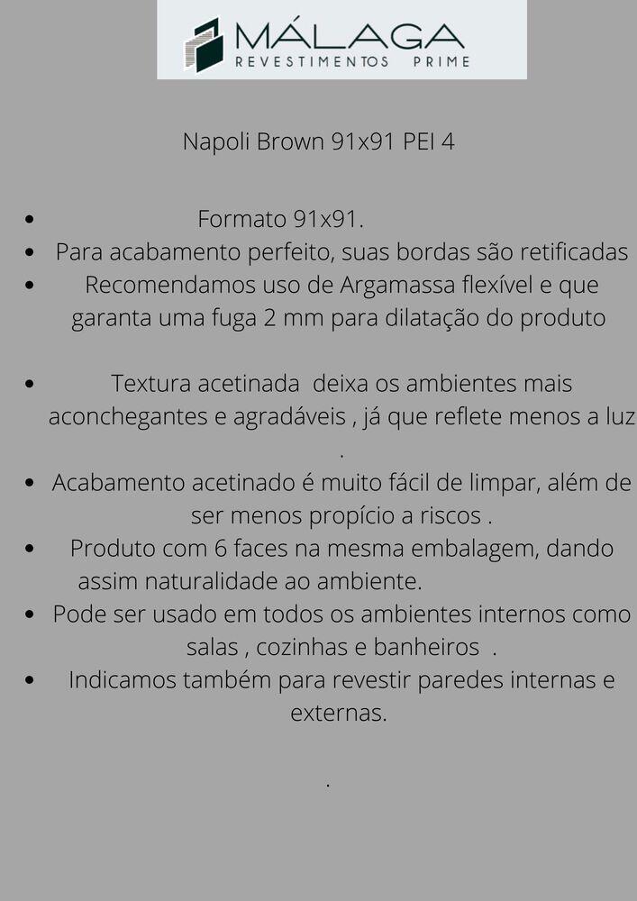 Piso Cerâmico Napoli Brown Retificado Acetinado 91x91 Málaga
