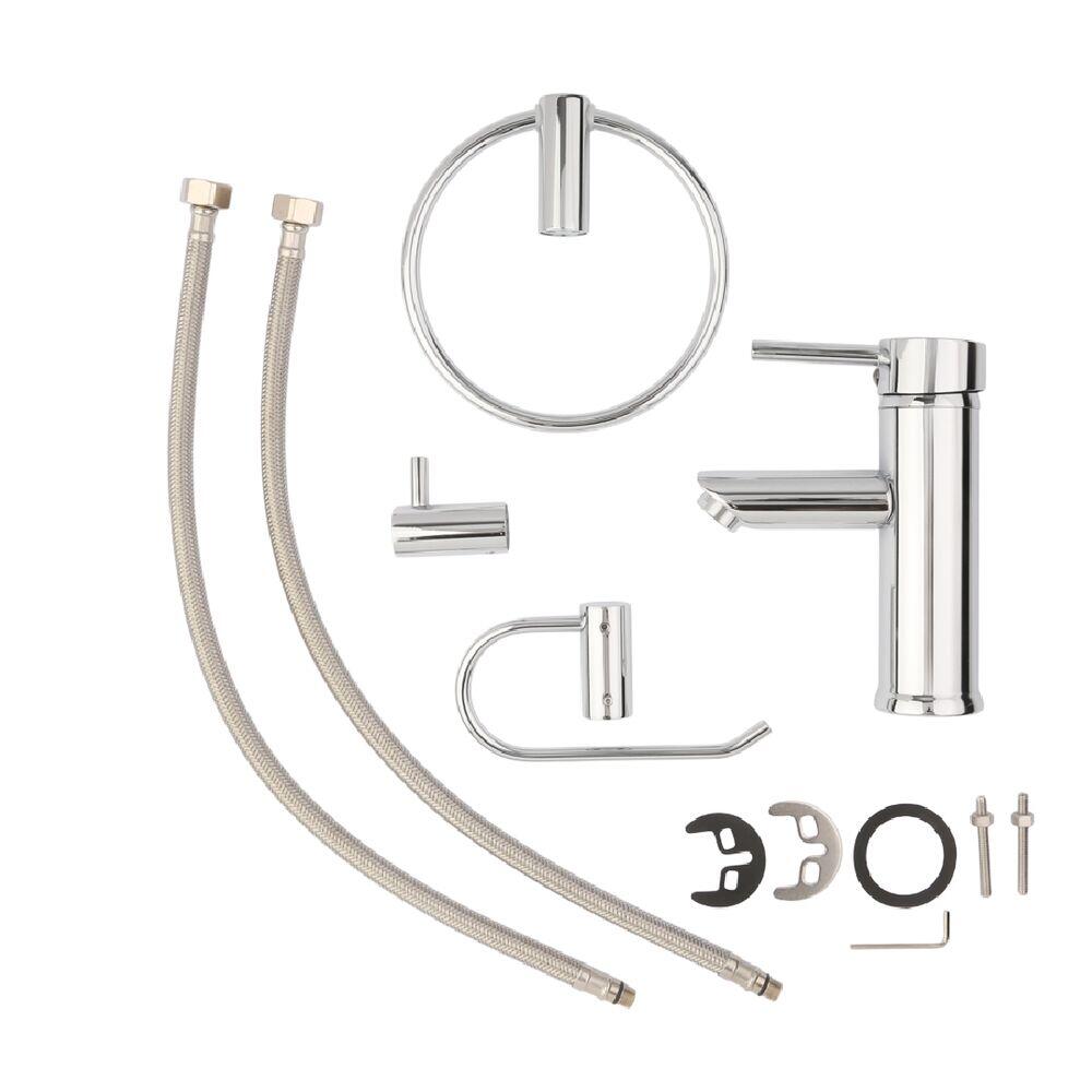 Kit Torneira Misturador Monocomando para Banheiro de Mesa Bica Baixa + Acessório Linfa Cromado Addra