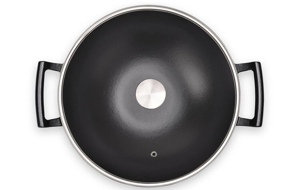 Wok Saute com Tampa 4,4L Preta Brinox