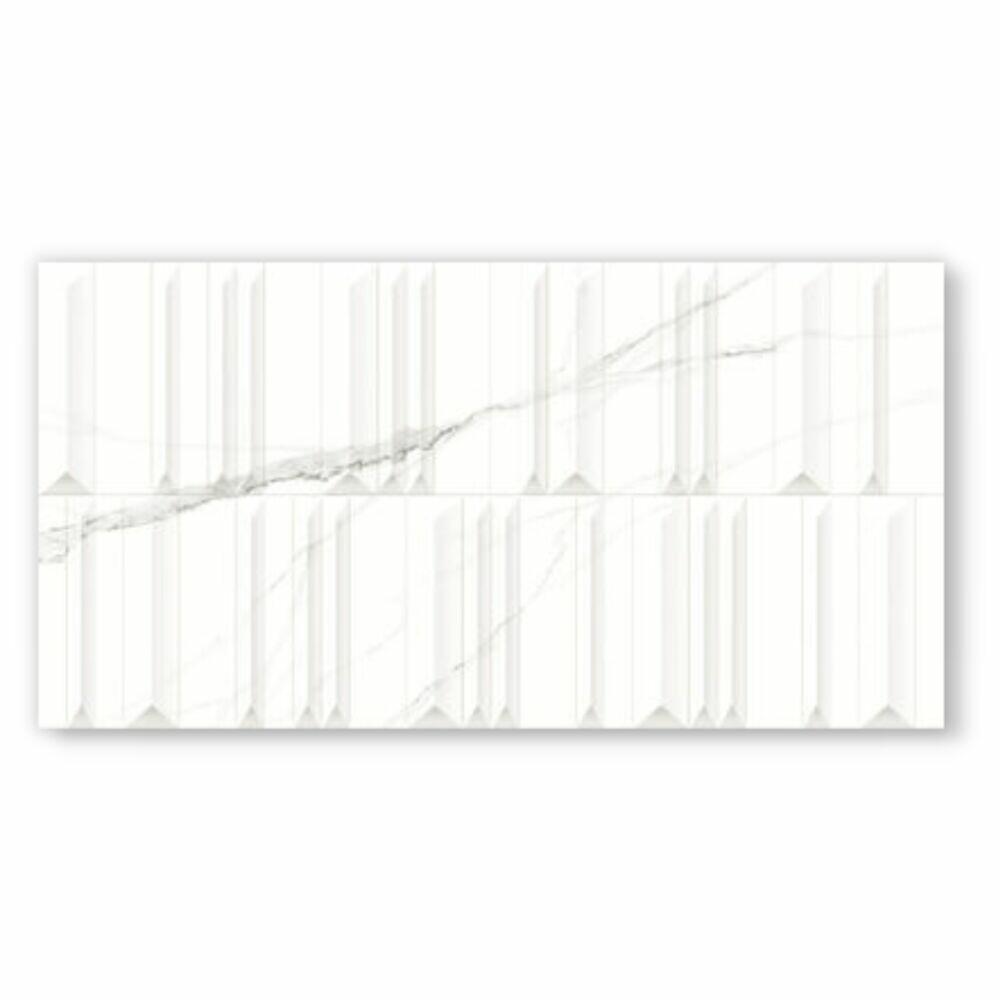 Porcelanato Lacombe Statuario Branco Retificado Acetinado 62x121 Damme