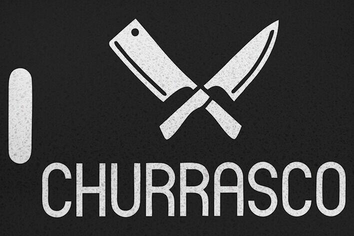 Tapete Capacho de Vinil Churrasco com facas 40x60cm Preto Euro Mats
