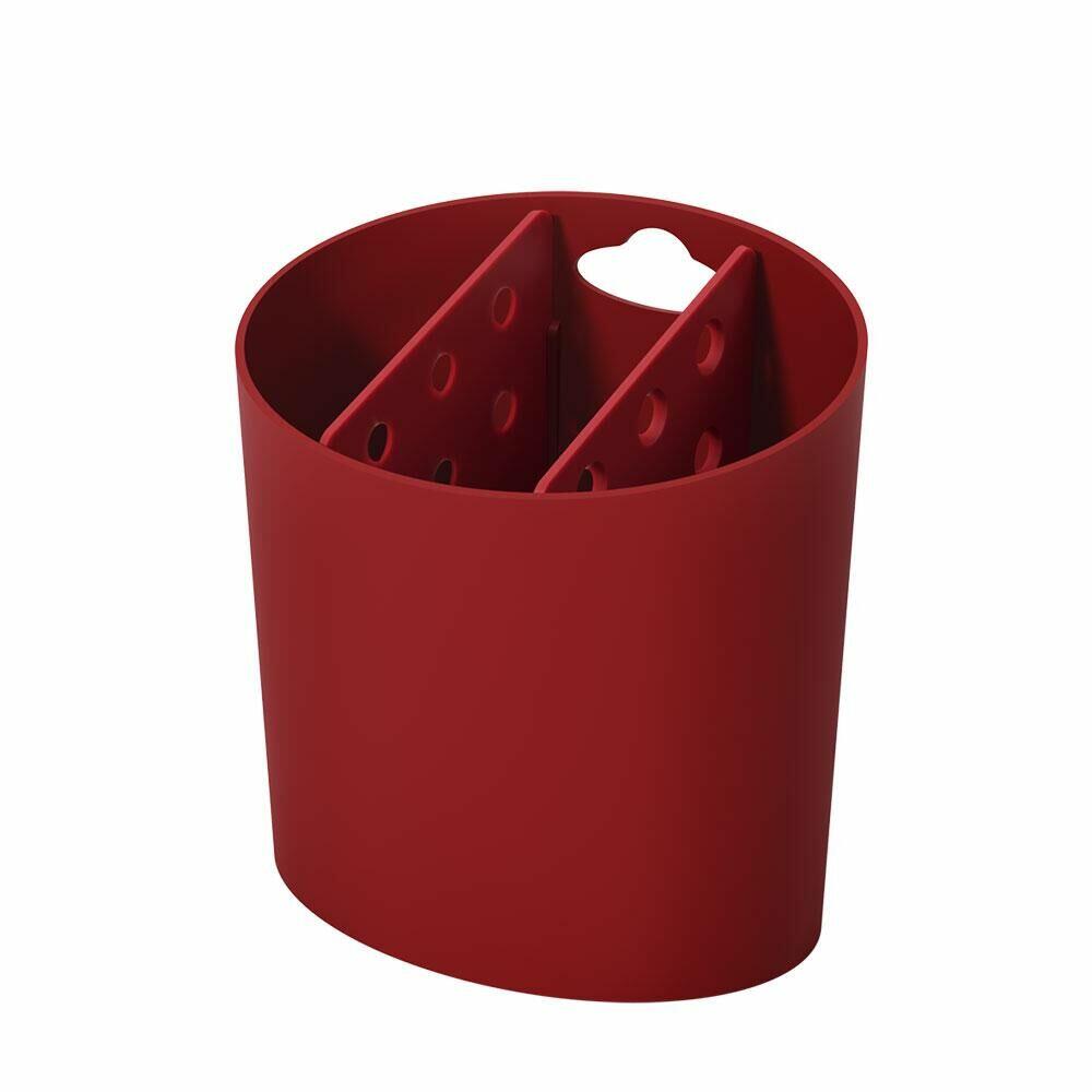 Escorredor de Louça Basic 3 Divisórias Oval Bold Vermelho Coza
