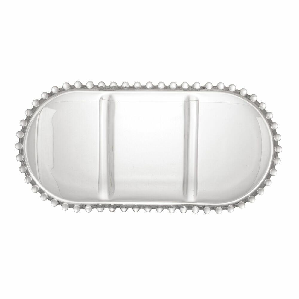 Petisqueira Oval 3 Divisões Pearl Transparente Rojemac